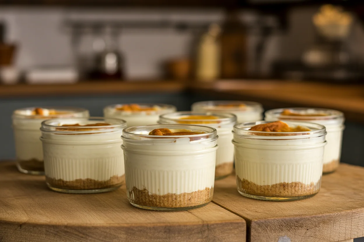 small batch mini cheesecakes jars