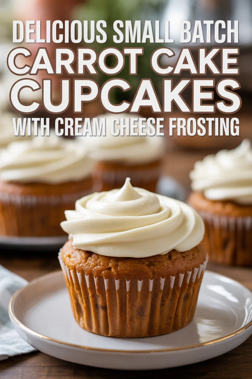 Delicious Small Batch Carrot Cake Cupcakes with Cream Cheese Frosting
