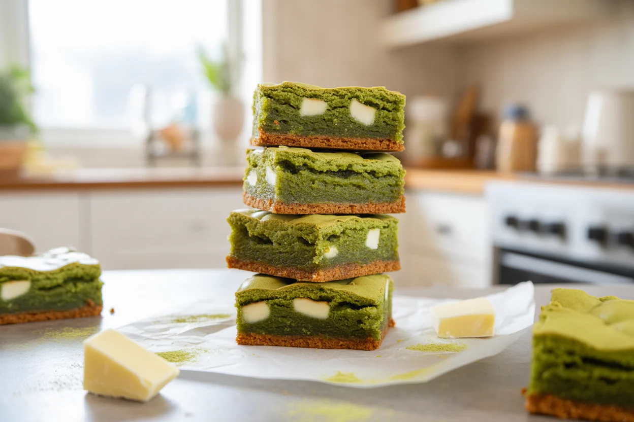 Small Batch Matcha & White Chocolate Blondies