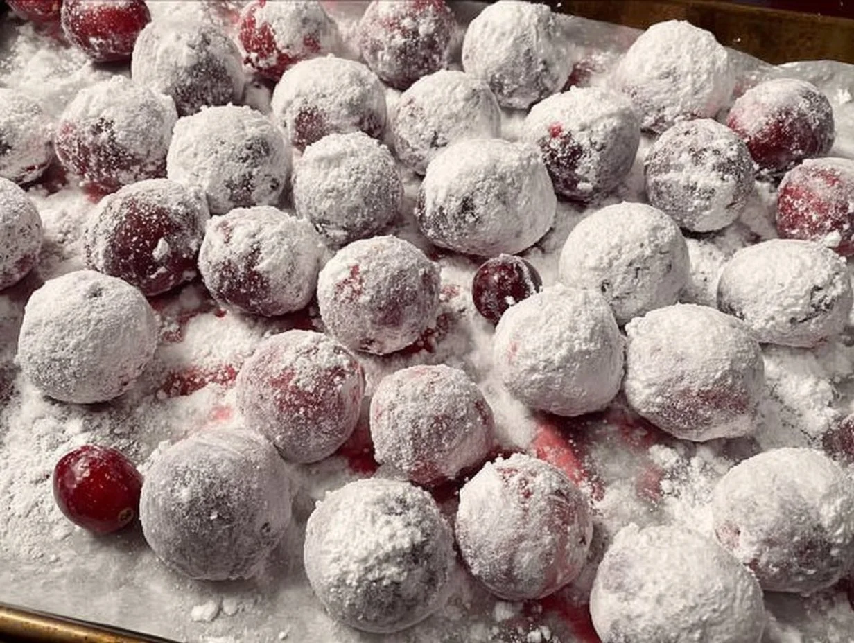 Bowl of homemade candied cranberries ready for festive desserts