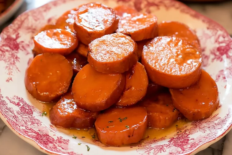 Delicious candied yams made from sweet potatoes topped with marshmallows