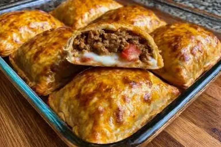 Cheesy beef puff pastry pockets filled with savory beef and cheese