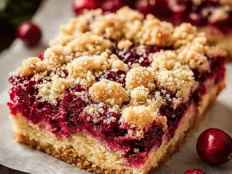 Delicious Christmas cranberry bars on a festive table