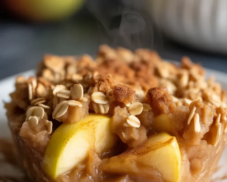 Delicious small batch apple crisp for two with crunchy oat topping and spiced apples.