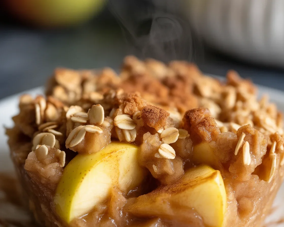 Delicious small batch apple crisp for two with crunchy oat topping and spiced apples.