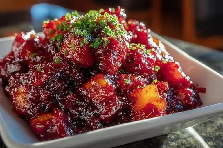 Homemade Cranberry Apple Chutney in a glass jar with spices