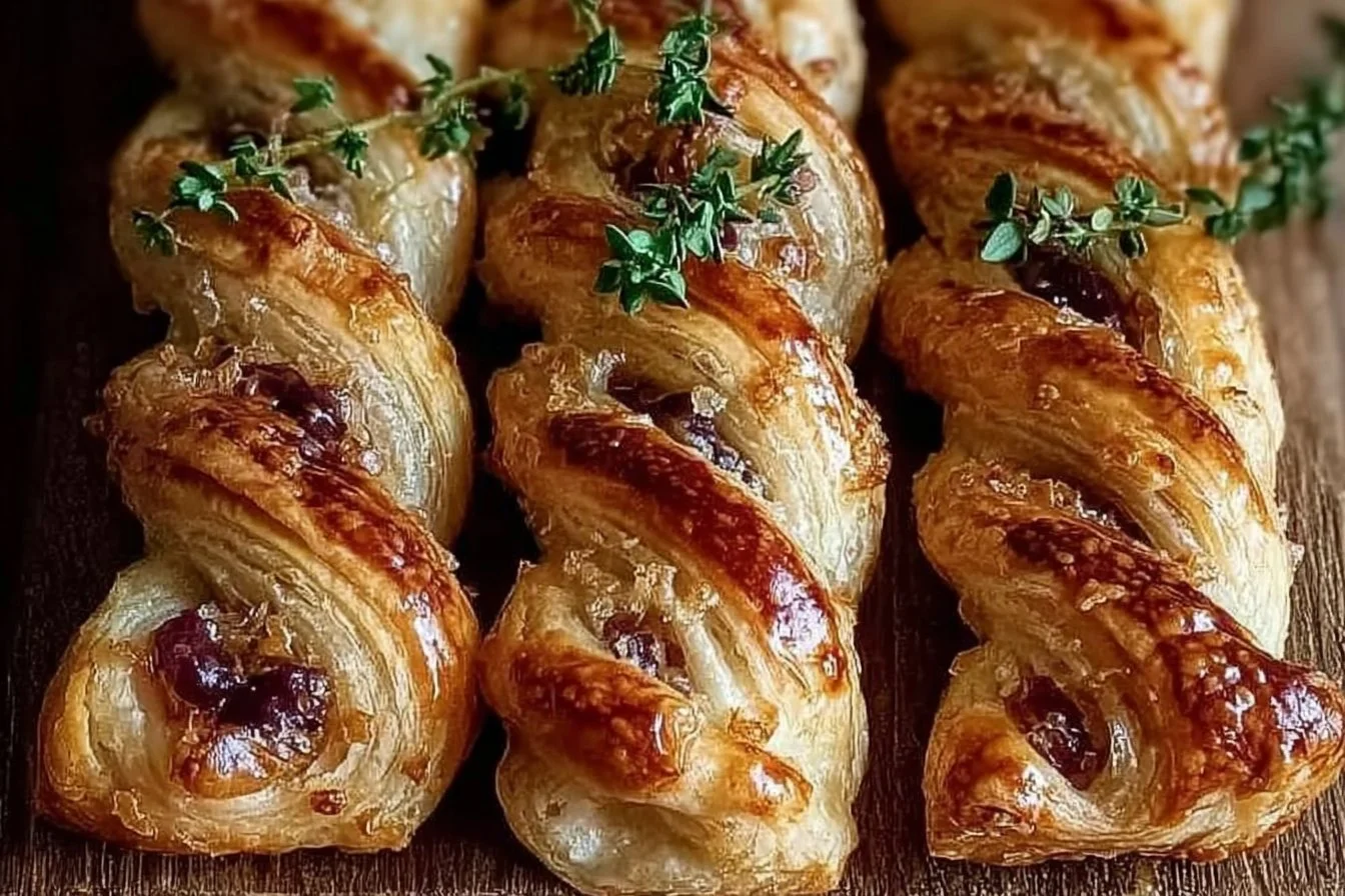 Cranberry Brie and Thyme Puff Pastry Twists