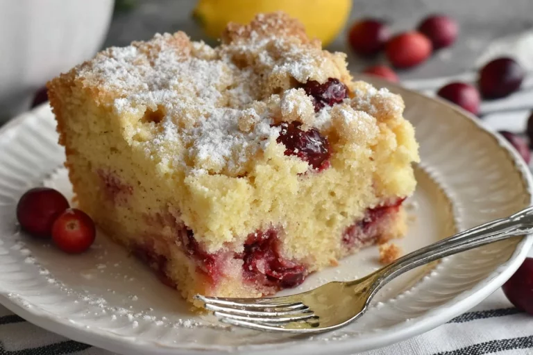 Delicious cranberry orange crumble cake fresh from the oven