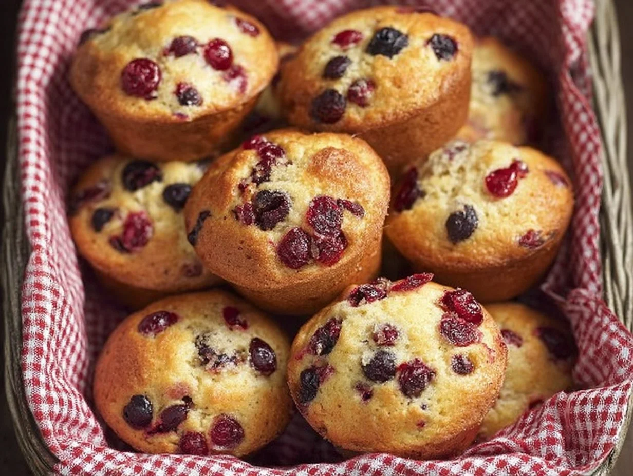 Freshly baked Cranberry Orange Muffins with a bright citrus flavor