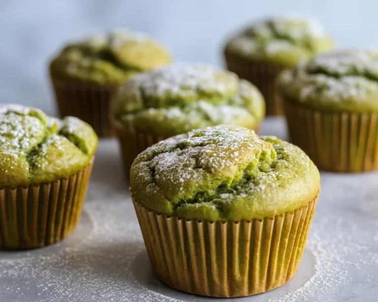 Delicious Small Batch Matcha Green Tea Muffins fresh out of the oven.