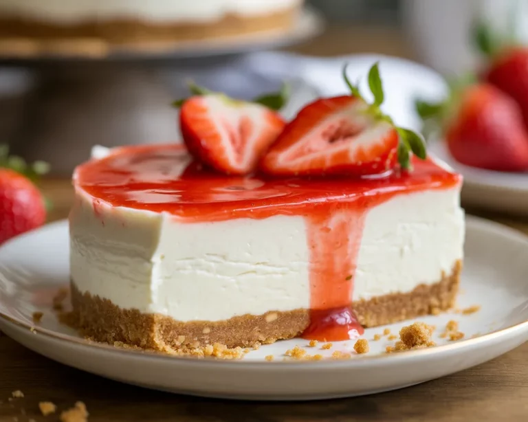Delicious small batch no-bake cheesecake for two served with fresh berries.