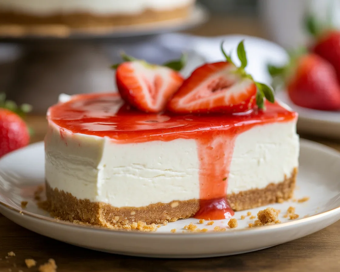 Delicious small batch no-bake cheesecake for two served with fresh berries.