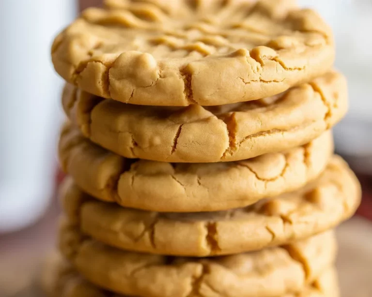 Six soft and chewy small batch peanut butter cookies on a cooling rack.