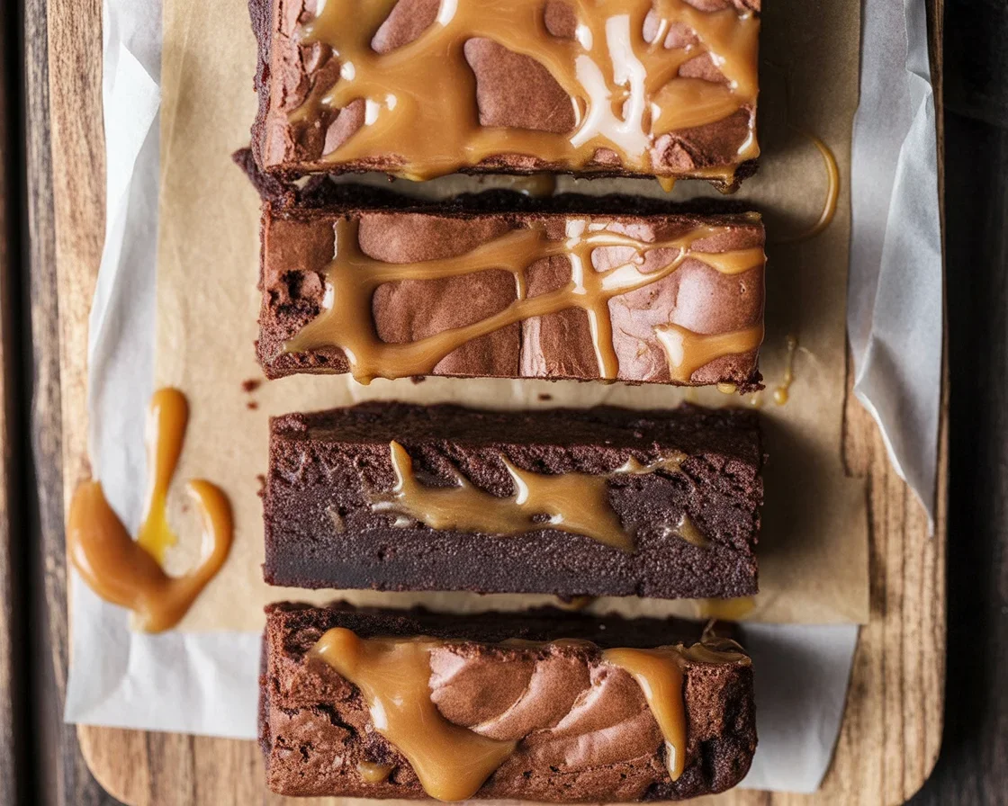 Delicious small batch salted caramel brownies with a rich gooey center.