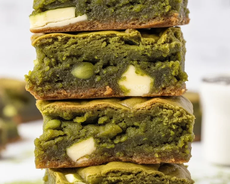 Delicious small batch matcha and white chocolate blondies with a fudgy texture.