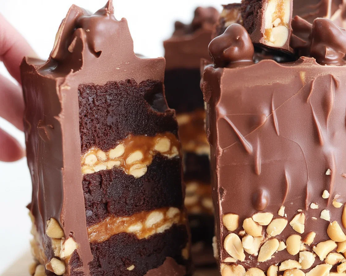 Small batch Snickers-inspired peanut caramel bars with chocolate and peanut butter layers.