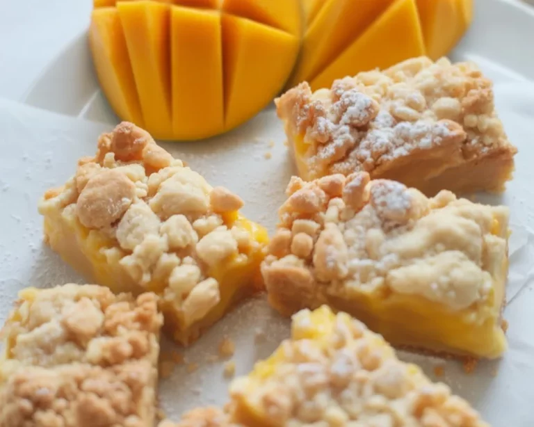 Small Batch Coconut Mango Bars featuring mango filling and shredded coconut.