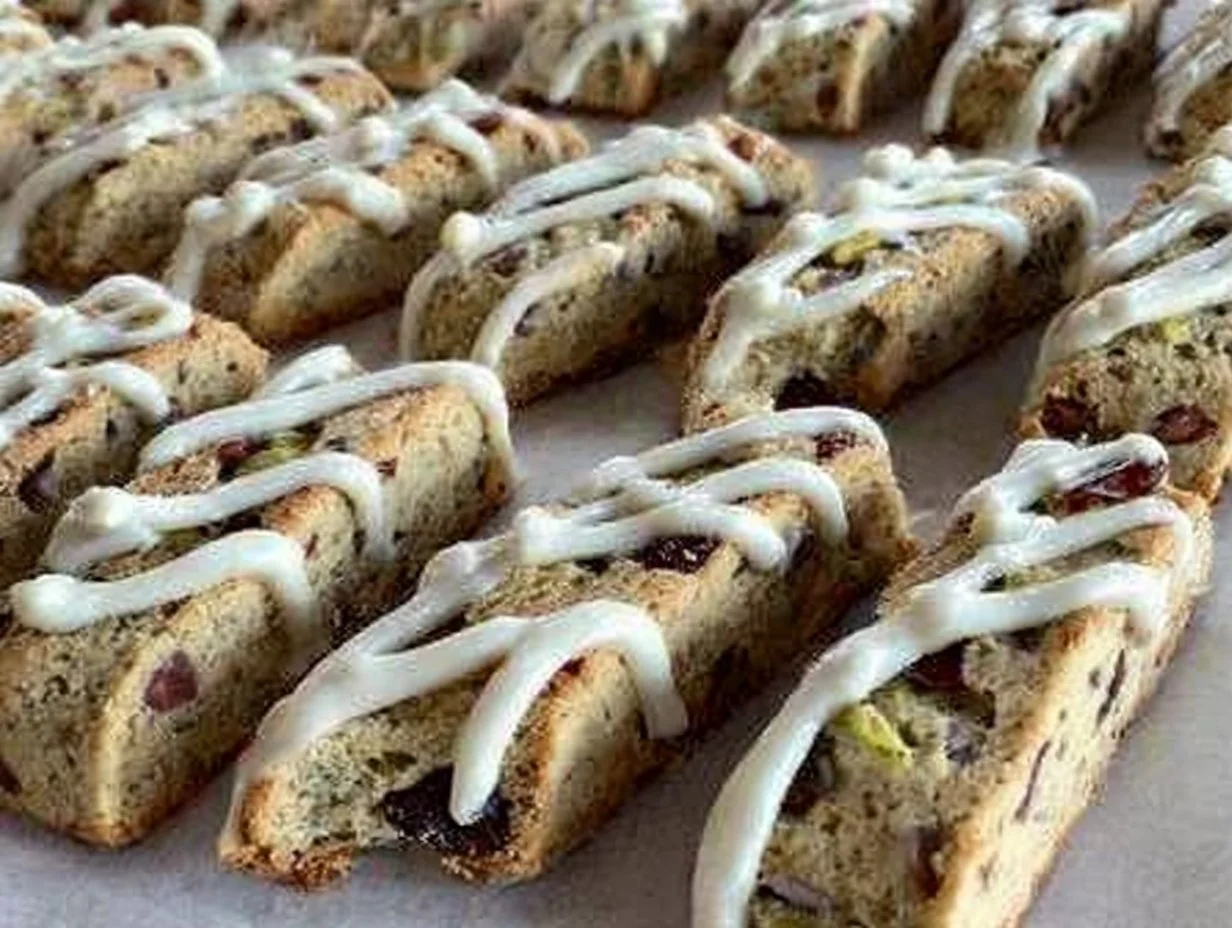 Plate of easy holiday biscotti decorated for festive occasions