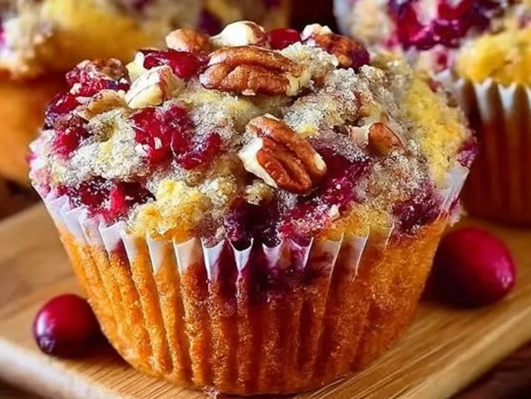 Freshly baked cranberry orange muffins with cranberries and orange zest