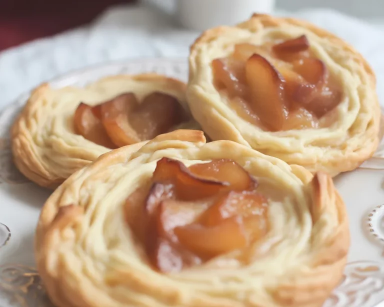 Small Batch Danish Apple Cake topped with sweet glaze and served on a plate