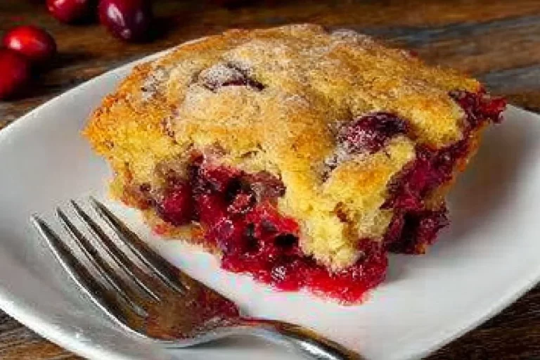 Delicious Holiday Cranberry Cornbread Cobbler served in a festive dish