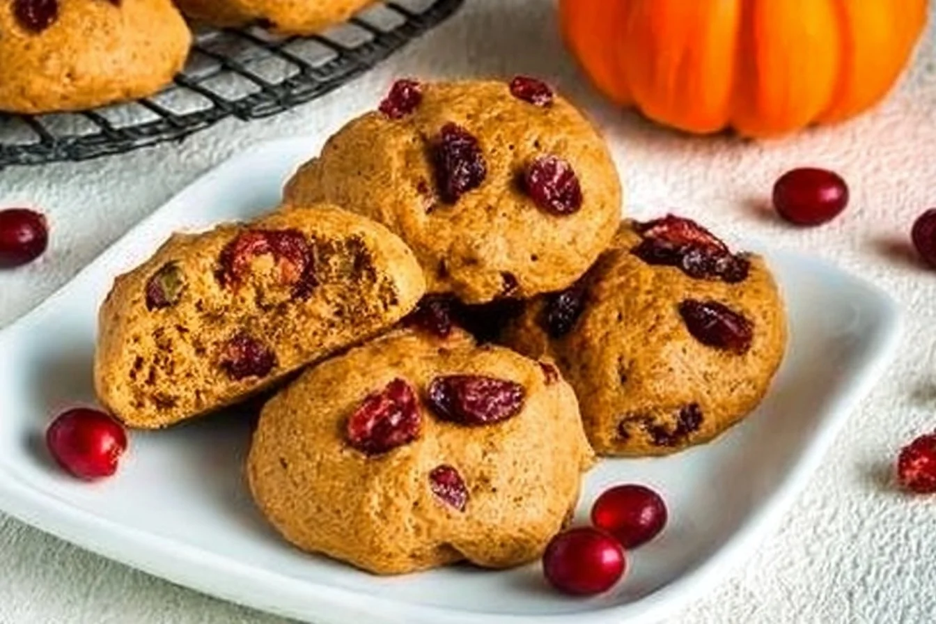 Delicious Pumpkin Cranberry Cakies with festive spices and cranberries