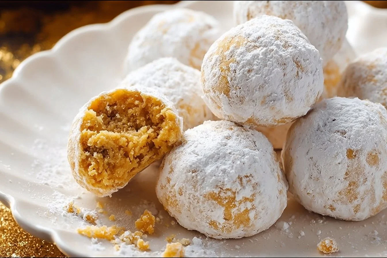 Delicious Pumpkin Polvorones Mexican wedding cookies with fall spices