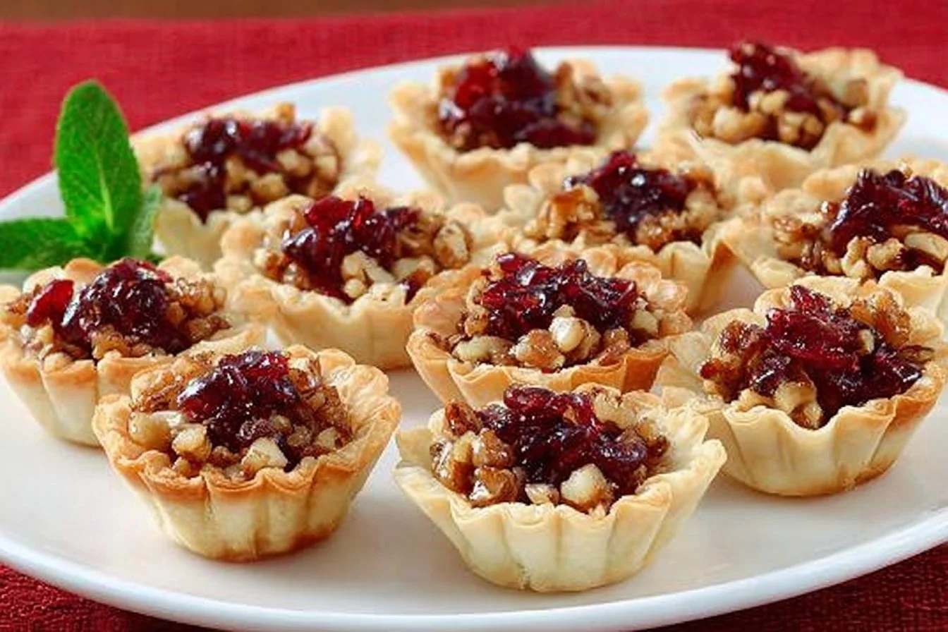 Savory cranberry cheese bites appetizer on a serving platter