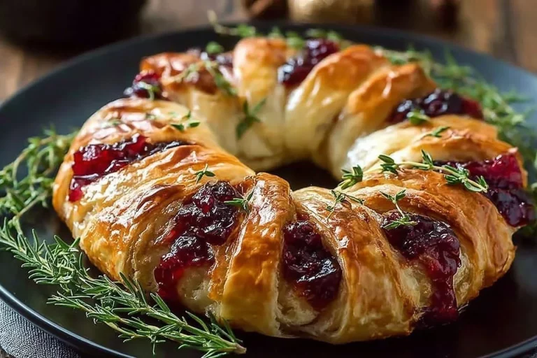 Turkey Cranberry Crescent Ring displayed on a festive table