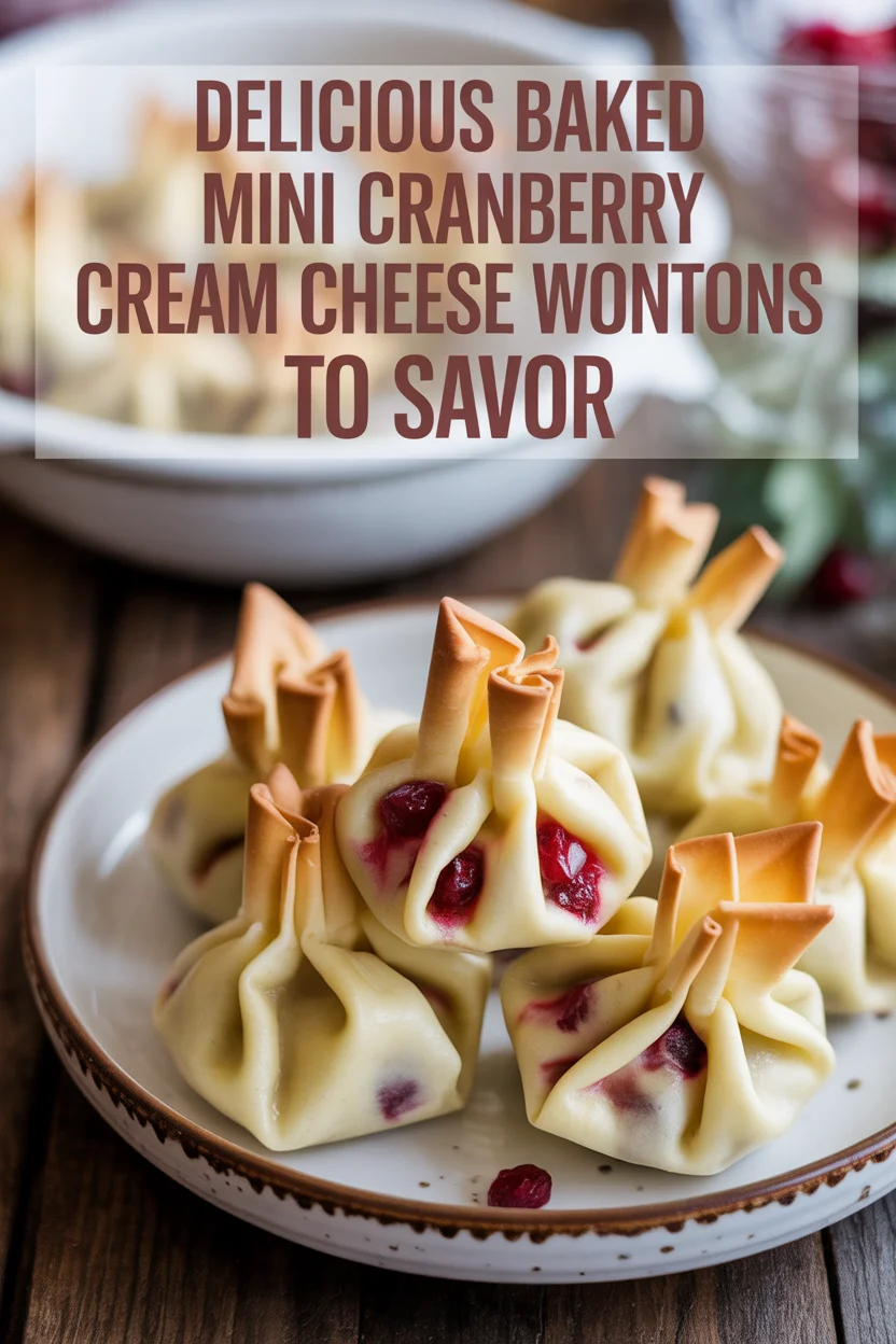 Baked Mini Cranberry Cream Cheese Wontons