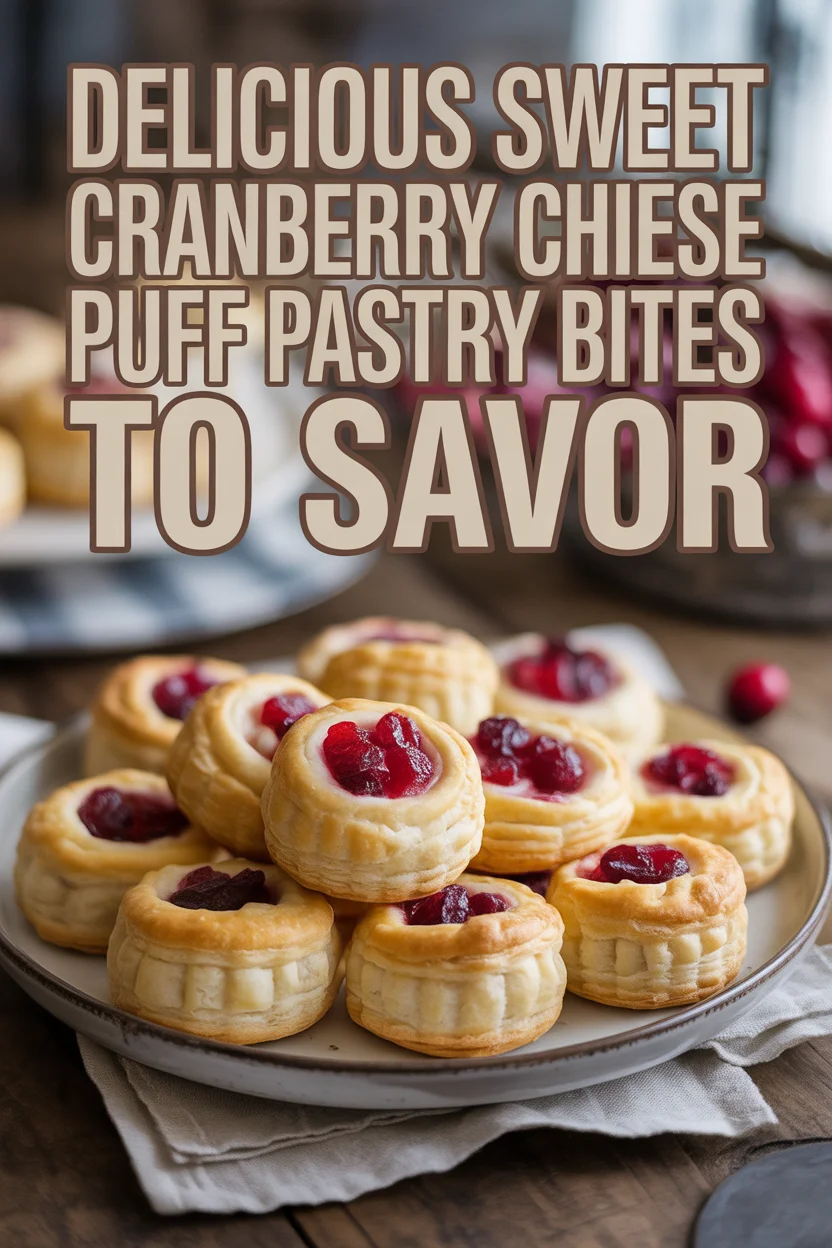 Sweet Cranberry Cream Cheese Puff Pastry Bites