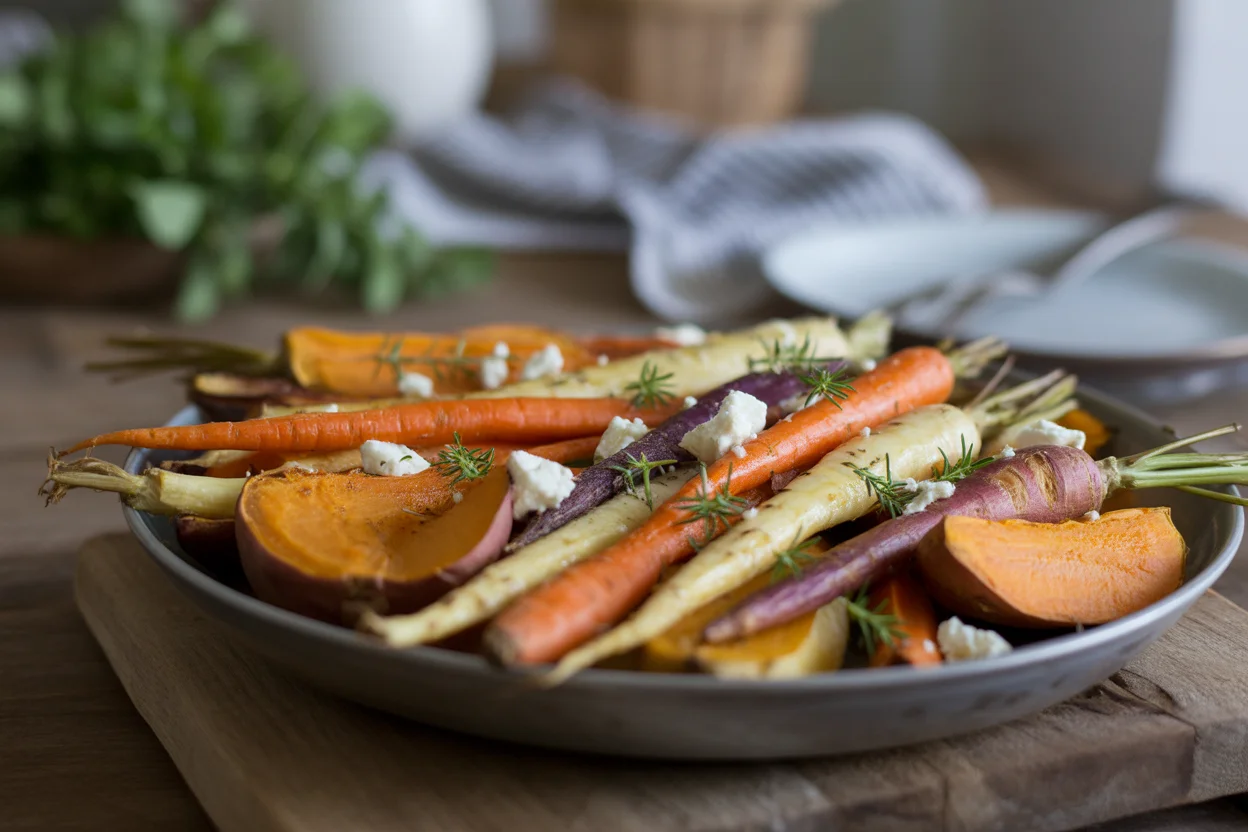 Roasted Root Vegetables with Feta Crumble