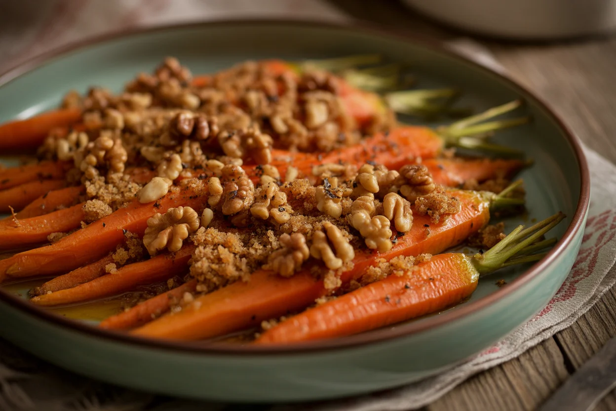 Caramelized Carrots with Walnut Crumble