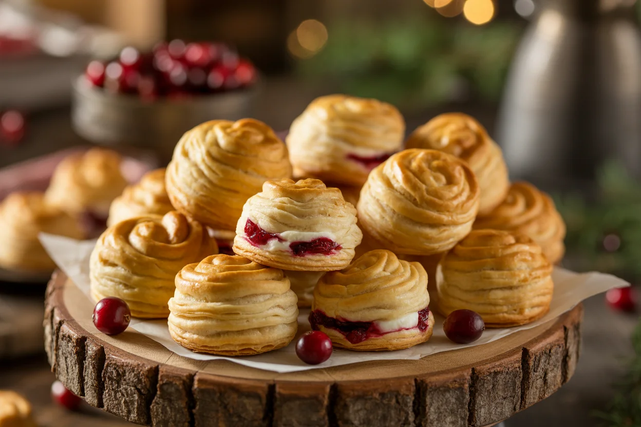 Sweet Cranberry Cream Cheese Puff Pastry Bites