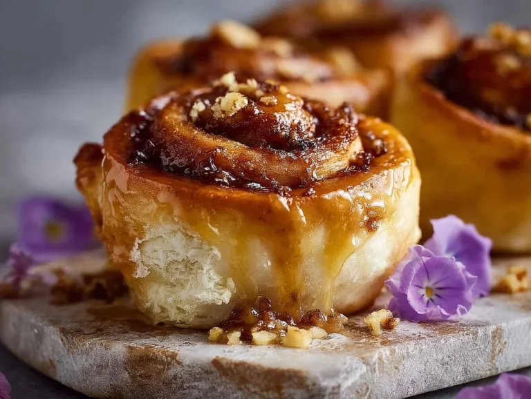 Baklava Puff Pastry Cinnamon Rolls with nuts and syrup