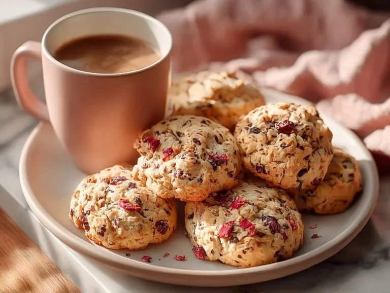 Delicious cherry almond cookies ready for breakfast enjoyment