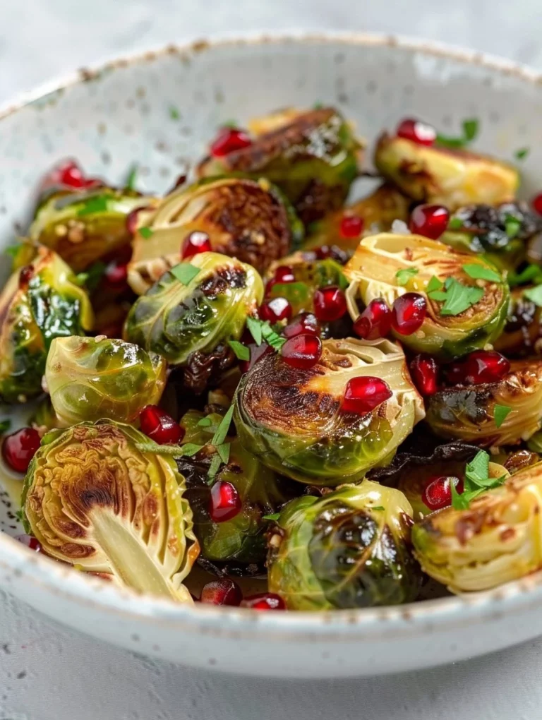 Plate of caramelized Brussels sprouts garnished and ready to serve