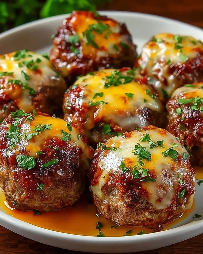 Cheese filled meatloaf bites ready to serve.