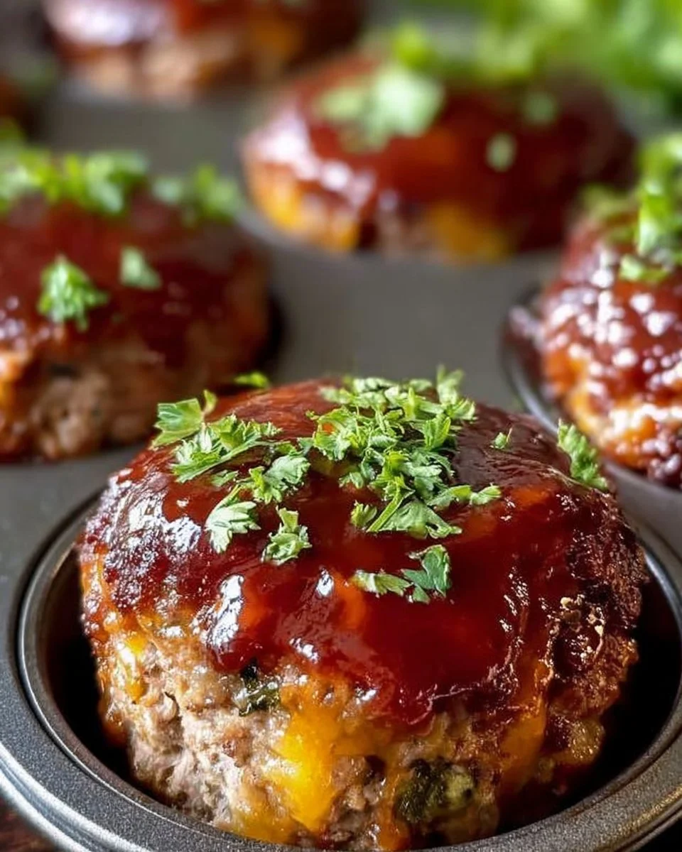 Cheesy stuffed meatloaf bites served on a platter