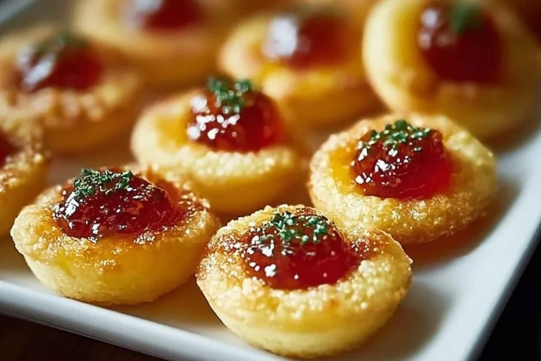 Cheesy Thumbprint Appetizers topped with Hot Pepper Jelly