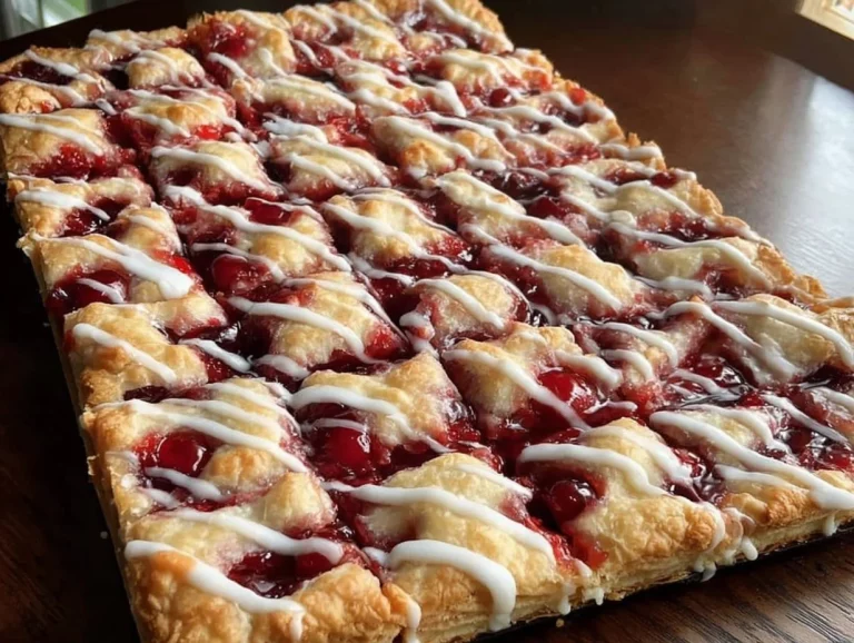 Delicious homemade Cherry Bars with fresh cherries on a white plate