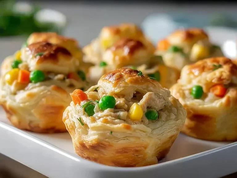 Delicious Chicken Pot Pie Bites served on a plate