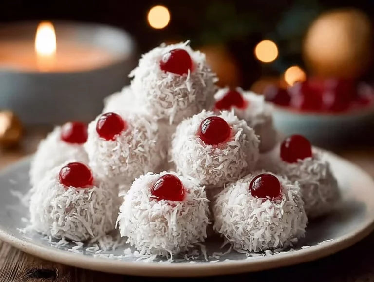 Plate of colorful Christmas Cherry Balls ready for festive celebrations