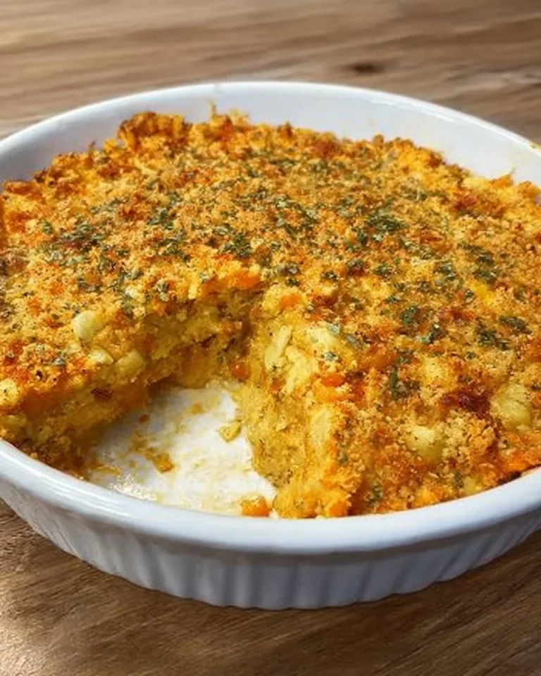 Delicious cornmeal casserole served in a dish with fresh ingredients.