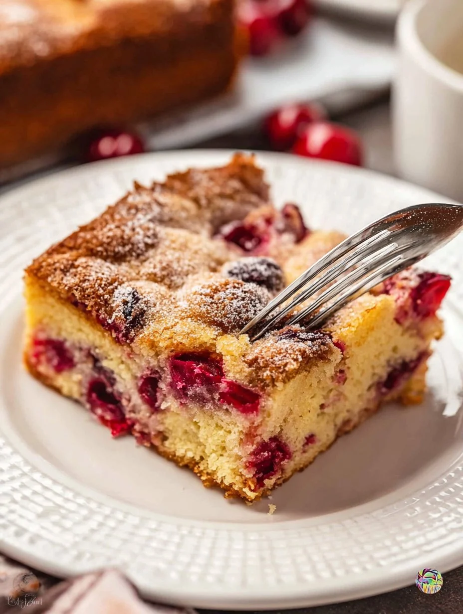 Delicious Cranberry Christmas Cake topped with festive decorations.