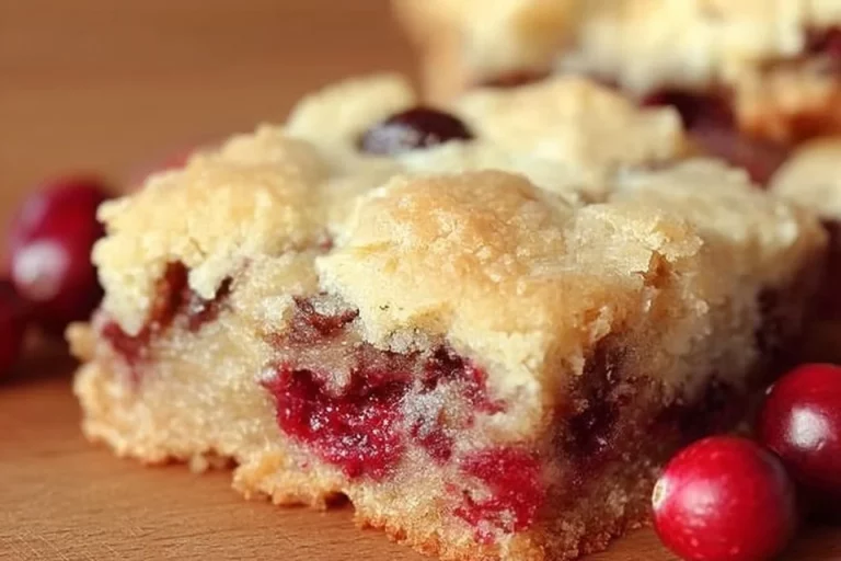 Delicious cranberry Christmas cake decorated with festive holiday toppings.