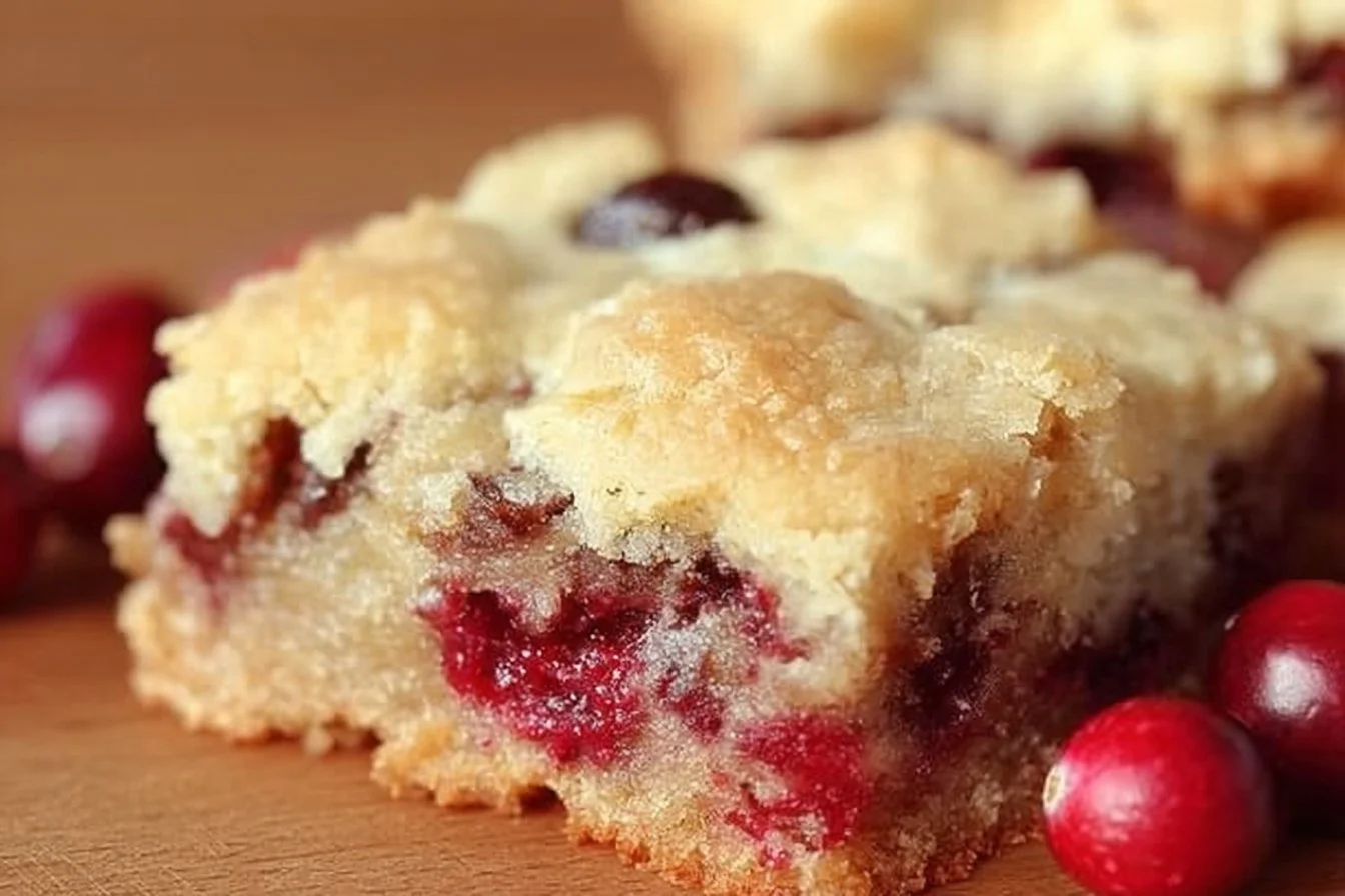 Delicious cranberry Christmas cake decorated with festive holiday toppings.