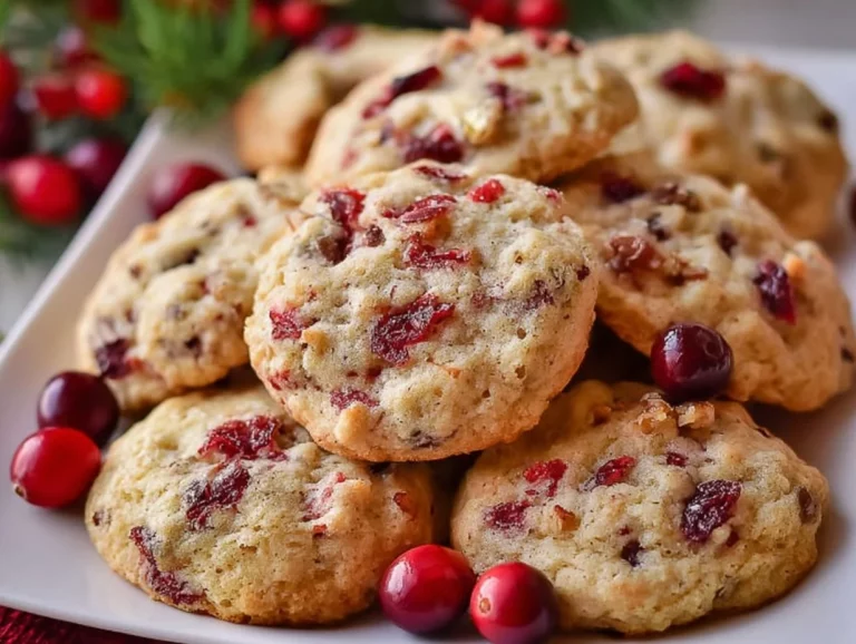 Freshly baked cranberry cookies on a cooling rack