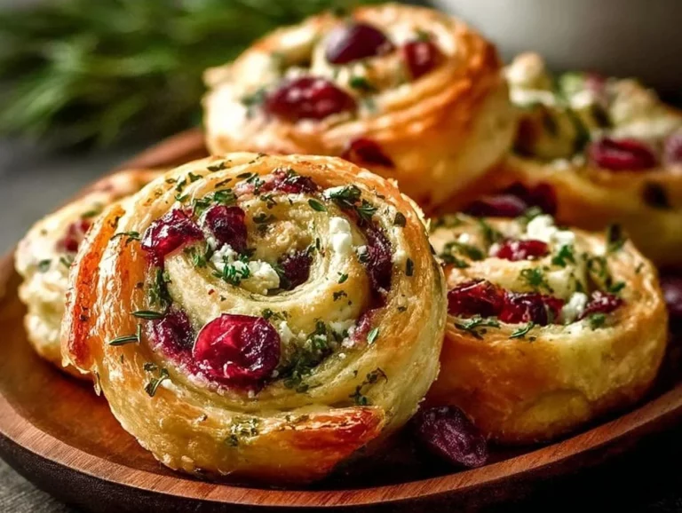 Cranberry Cream Cheese Pinwheels on a platter with festive decor