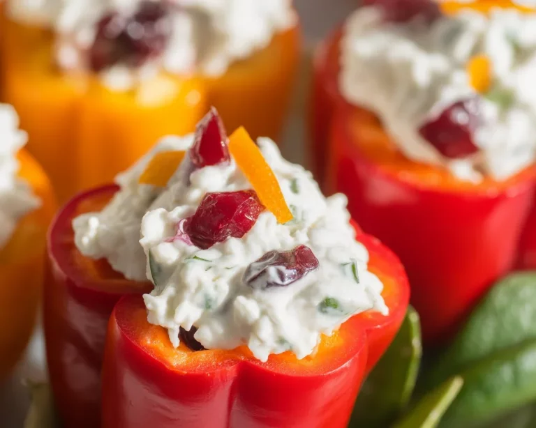Cranberry Cream Cheese Stuffed Mini Peppers appetizer ready to serve.